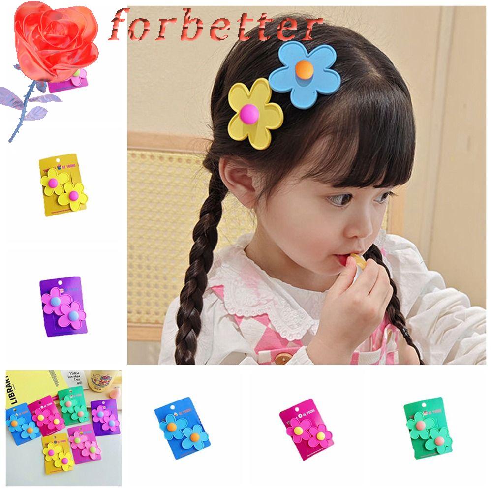 FORBETTER Kẹp Tóc Mái Bằng Nhựa Hình Hoa Màu Sắc Ngọt Ngào Cho Nữ