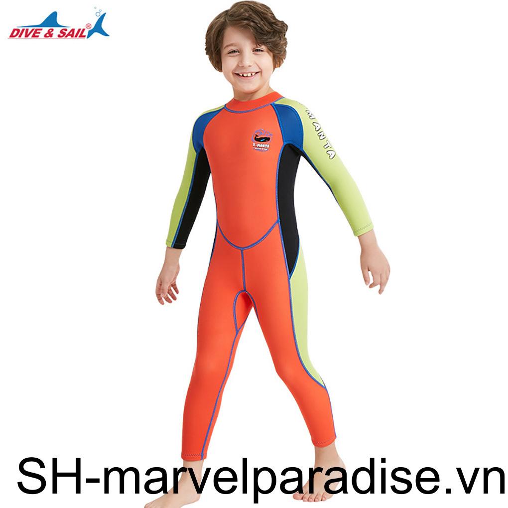 Bộ Đồ Bơi Lặn Chống Trầy Xước Chống Tia UV Dày 5MM Có Khóa Kéo Sau Lưng Cho Bé