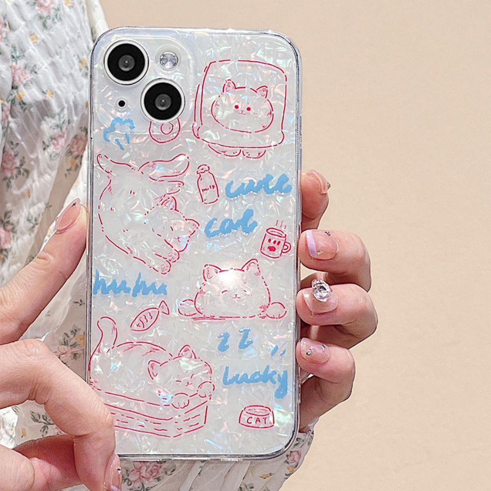 Ốp Điện Thoại TPU Dẻo Màu Laser Họa Tiết Hoạt Hình Chú Mèo Dễ Thương Chống Sốc Cho IPhone 11 12 13 14 Pro Max