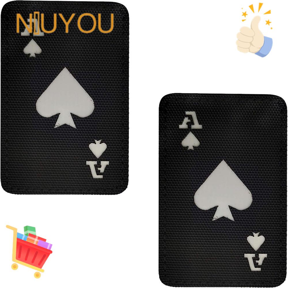 NIUYOU Bộ 2 Thẻ Chết Ace of Spades Màu Đen Phát Sáng Trong Bóng Tối Cho Vải