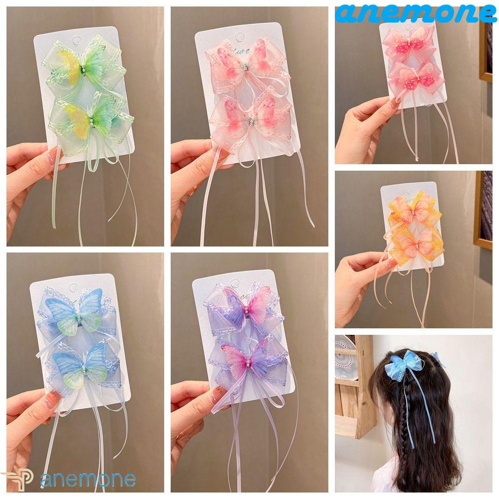 ANEMONE Set 2 Kẹp Tóc Hình Bướm Bằng Hợp Kim Ngọt Ngào Cho Bé Gái
