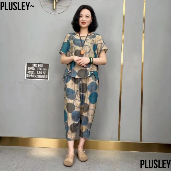 Bộ Đồ Thể Thao Vải Cotton Lanh Mỏng Tay Ngắn Kiểu Retro Thời Trang Mùa Hè Cho Nữ Trung Niên 40-50 Tuổi