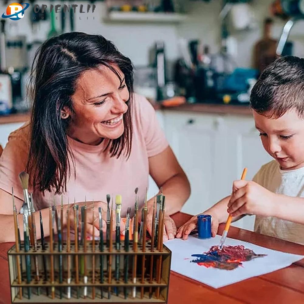 ORIENTLII Giá Đỡ Cọ Vẽ / Bút Chì Màu 67 Lỗ Hình Vuông Gắn Tường Tiện Dụng