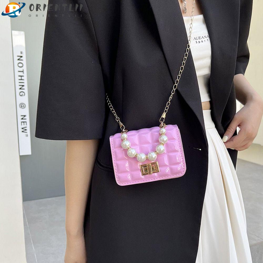 ORIENTLII Túi Xách Da Pu Đeo Chéo Màu Kẹo Ngọt Phối Dây Xích Vàng Thời Trang Cho Nữ