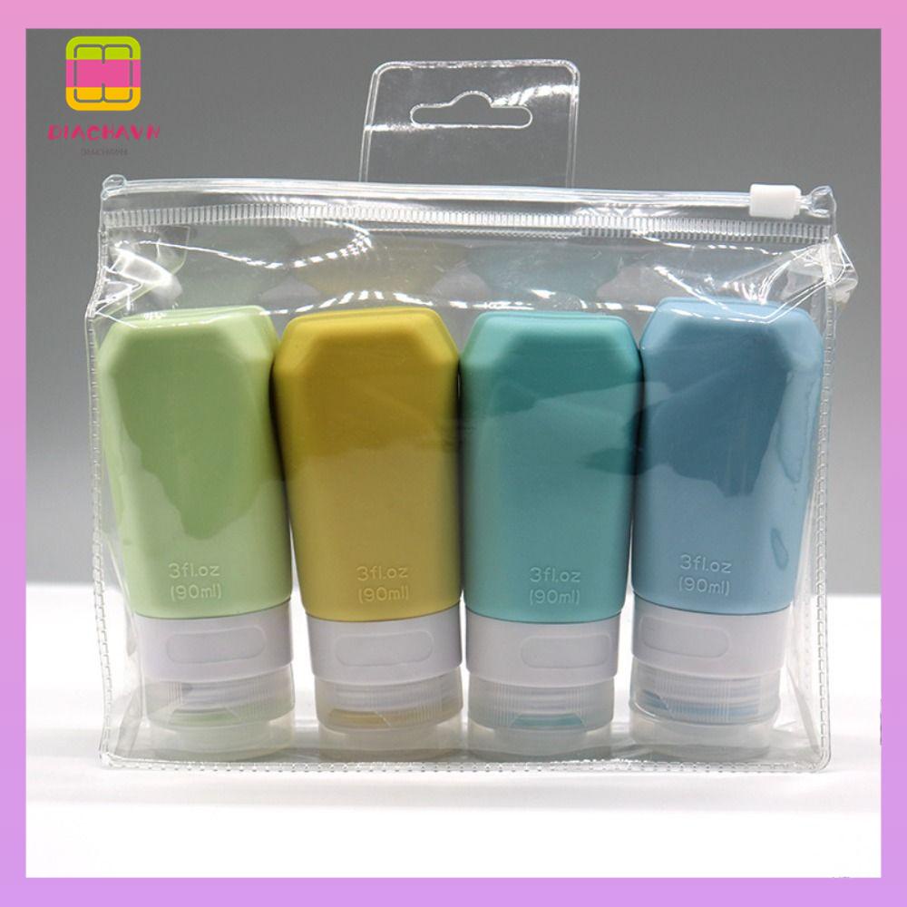 DIACHAVN Bộ Túi Đựng Mỹ Phẩm Bằng Silicone Hình Vuông Tiện Dụng Mang Theo Du Lịch