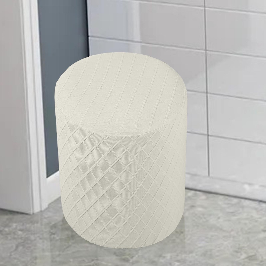 Vỏ Bọc Ghế Đẩu Hình Tròn Co Giãn Màu Trắng