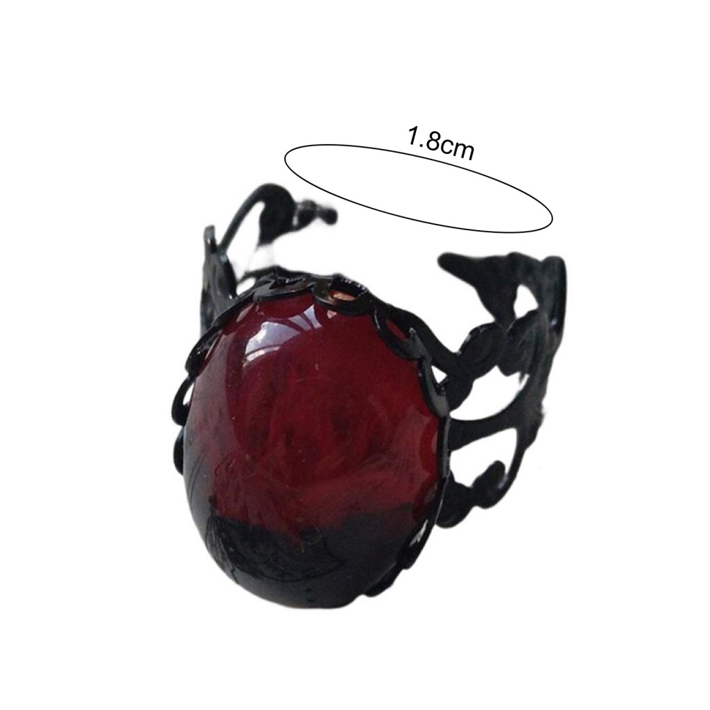 Cửa Hàng Tốt Nhất| Nhẫn Hở Đính Đá Pha Lê Nhân Tạo Màu Đỏ Phong Cách Gothic Cổ Điển Thời Trang