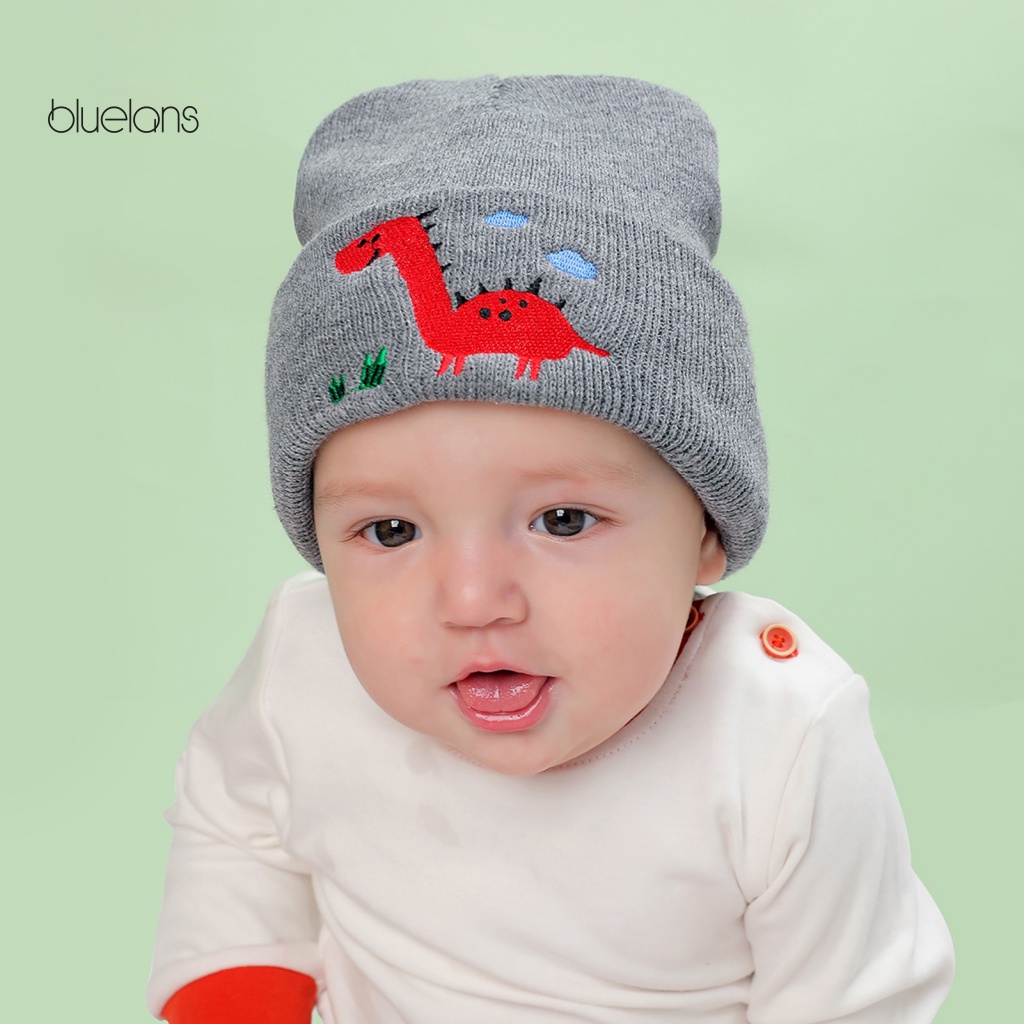 Mũ Dệt Kim Mềm Mại Thêu Hình Khủng Long Dễ Thương Giữ Ấm Mùa Đông Cho Bé Sơ Sinh