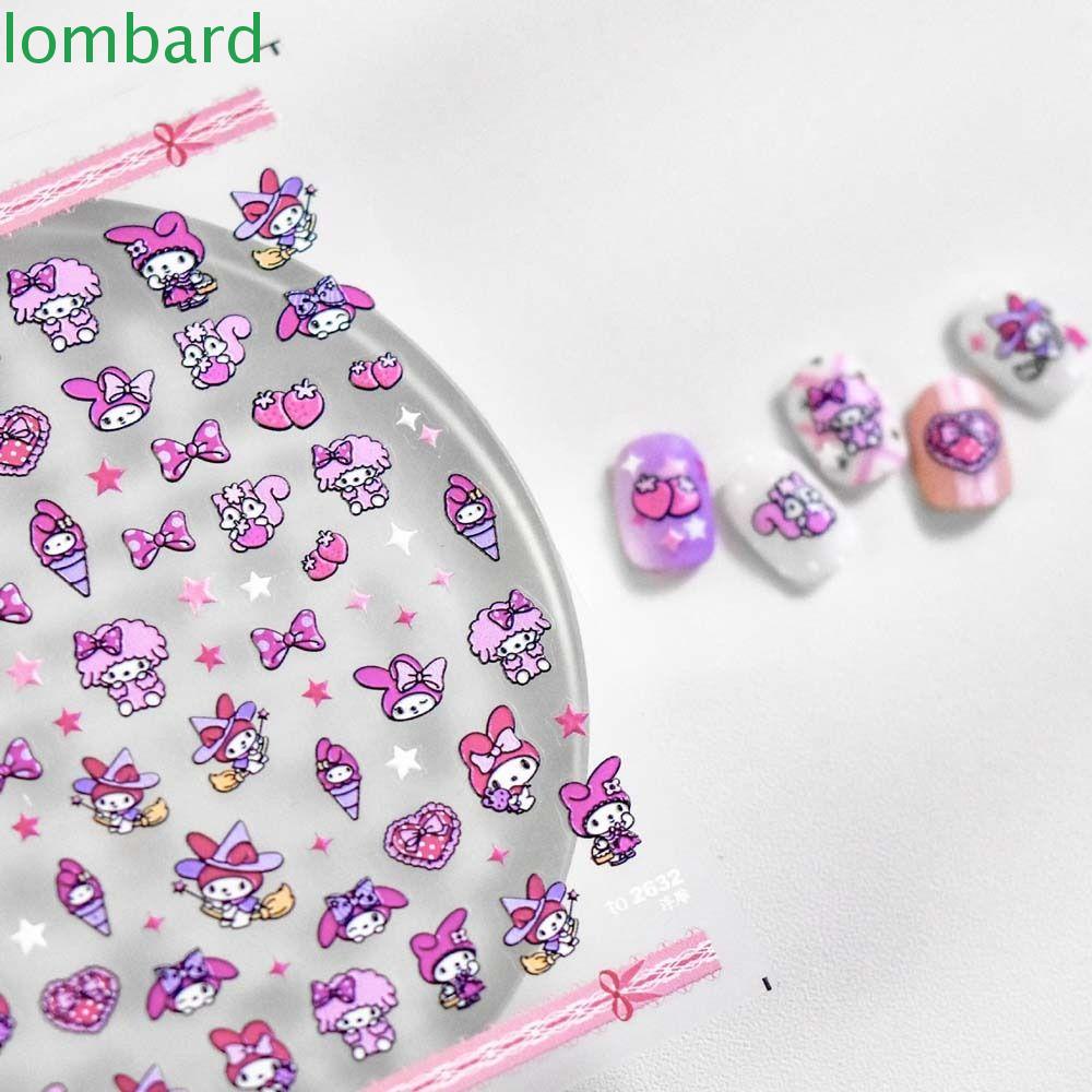 LOMBARD Miếng Dán Trang Trí Móng Tay Họa Tiết Hoạt Hình Kuromi Dễ Thương DIY