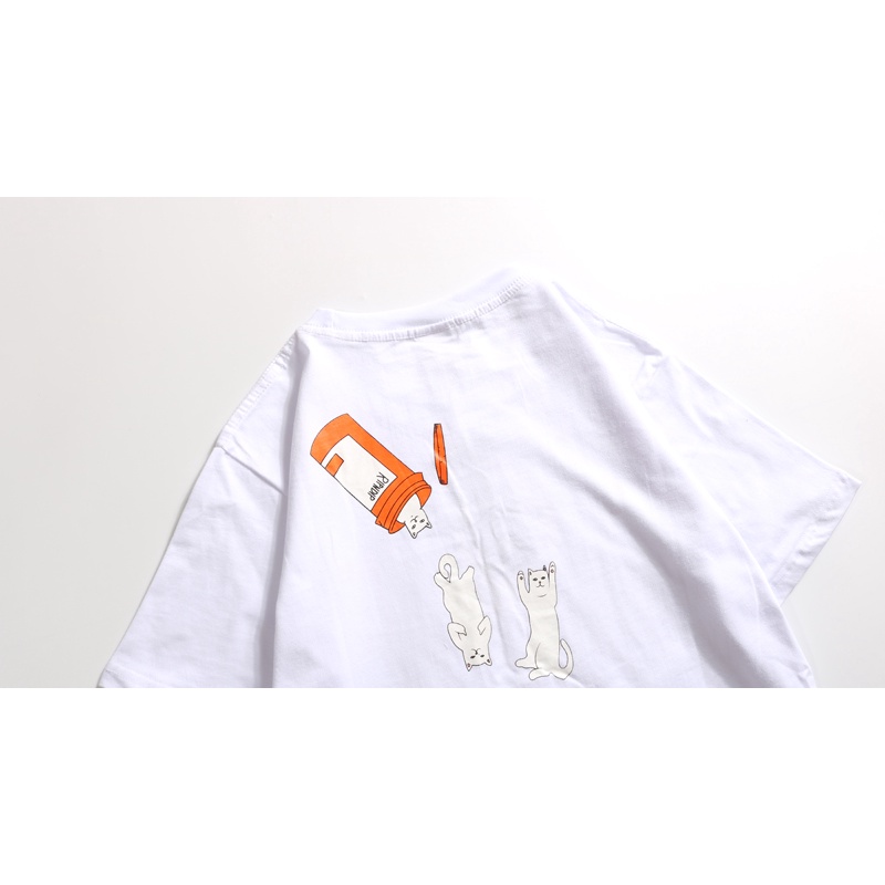 Tipndip Áo Thun Tay Ngắn Chất Liệu cotton In Họa Tiết Mèo Dễ Thương Thời Trang Mùa Hè Cho Cặp Đôi