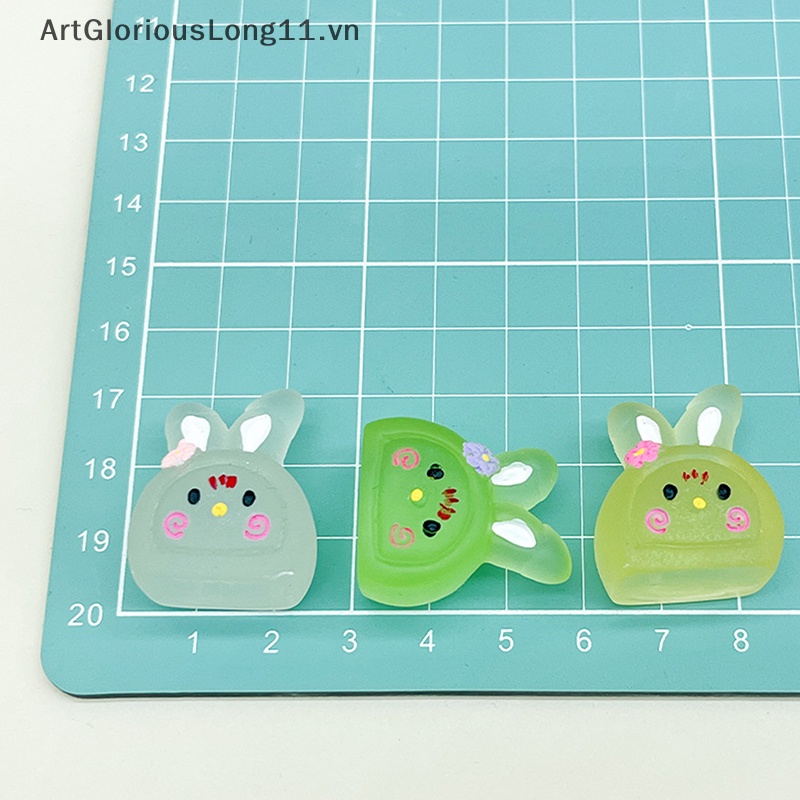 Set 5 Mô Hình Thỏ Dạ Quang Mini Bằng Nhựa Resin Trang Trí Tiểu Cảnh / Xe Hơi