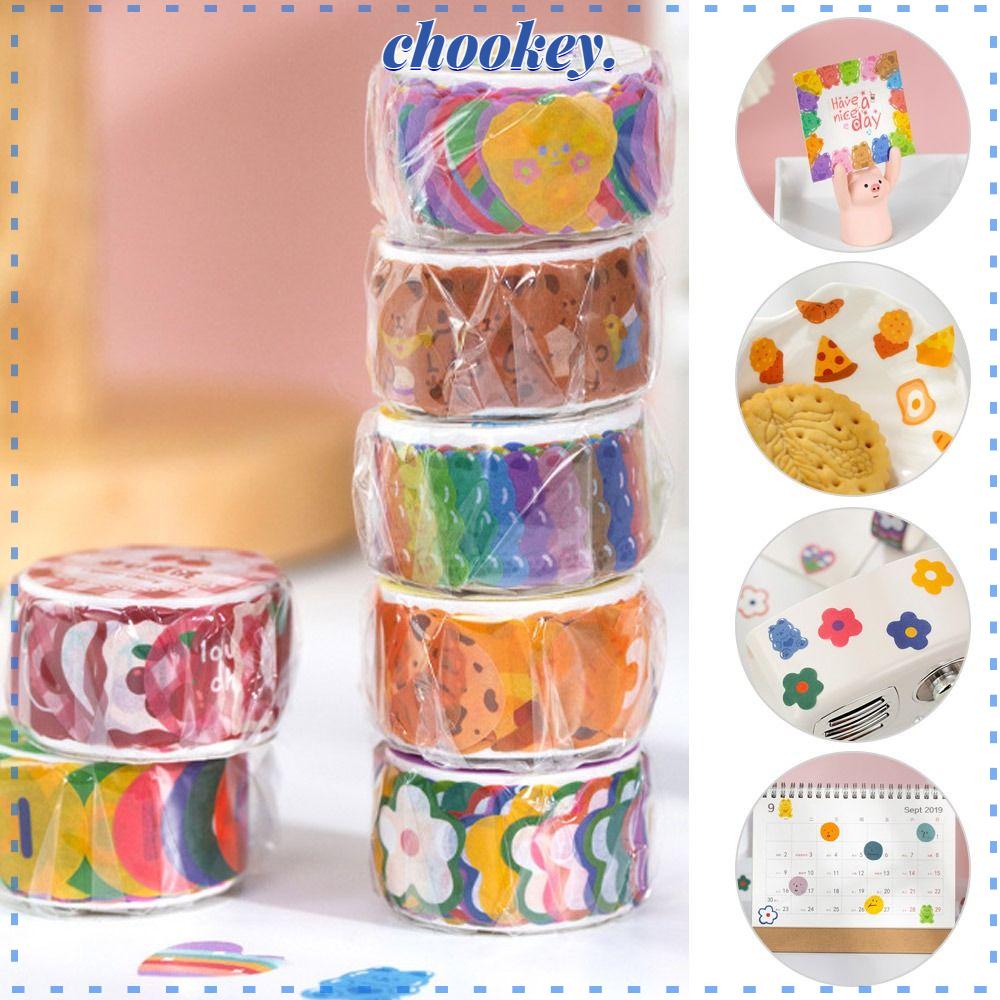 CHOOKEY Set 5 Cuộn Băng Dính Họa Tiết Hoạt Hình Trang Trí Sổ Tay