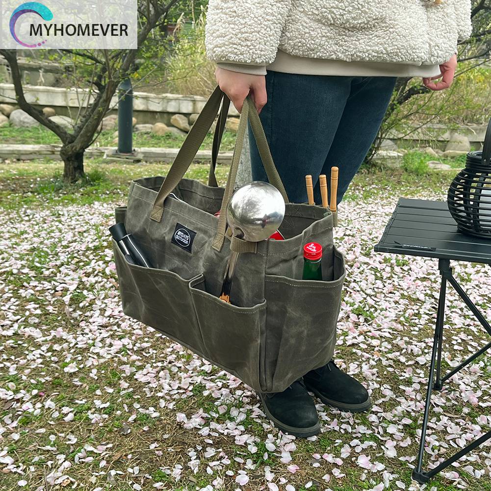 Hộp Đựng Đồ Cắm Trại Nhiều Ngăn Bằng Vải Canvas Chống Nước Có Thể Gấp Gọn