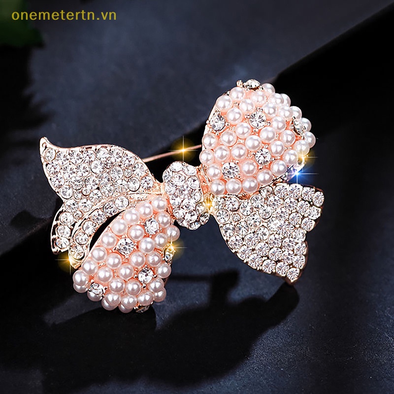 Onemetertn Wuli&amp;amp;Ghim Cài Áo Hình Nơ Đính Ngọc Trai Giả Lấp Lánh Cho Nữ