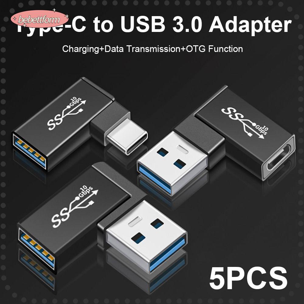 BEBETTERM Set 5 Đầu Chuyển Đổi OTG USB C 3.0 Sang Type-C Góc 90 Độ Cho Điện Thoại
