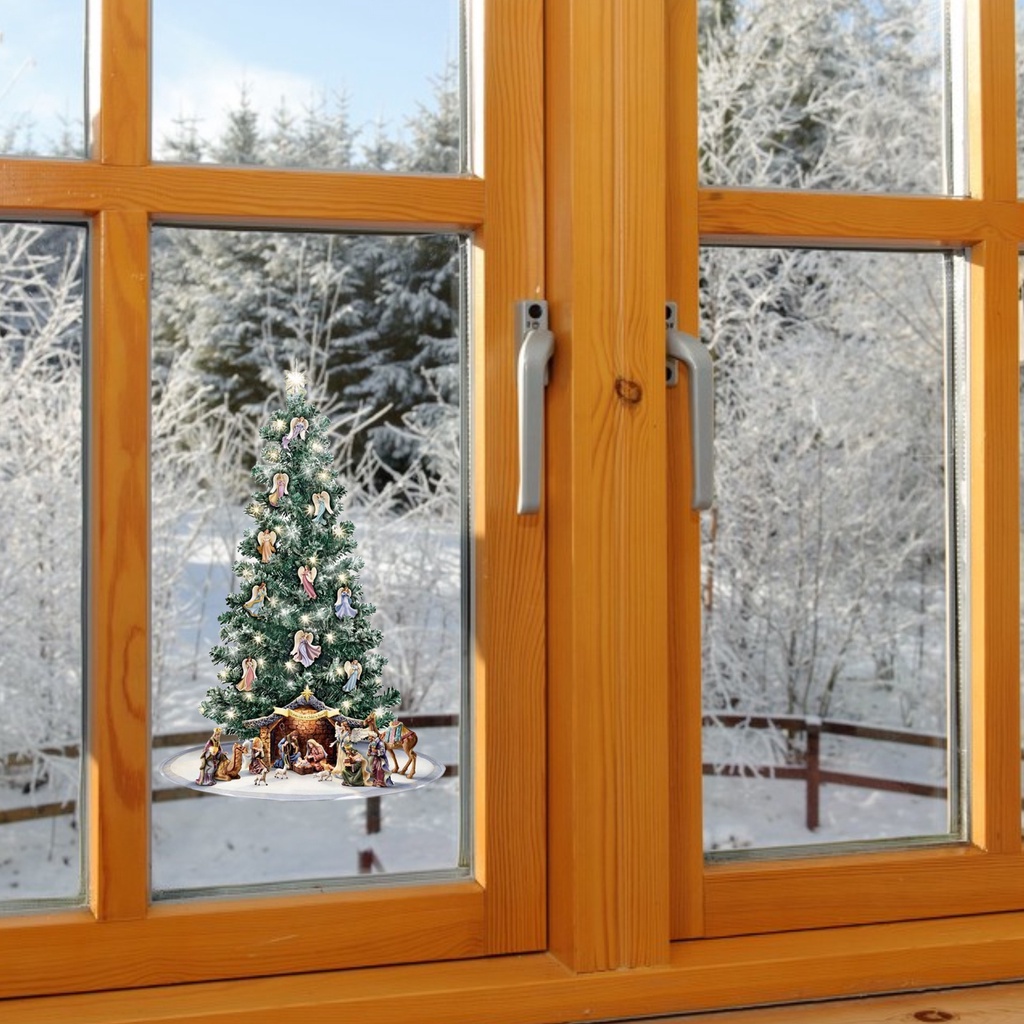 Miếng Dán Trang Trí Cửa Sổ Tự Dính Họa Tiết Tuần Lộc Giáng Sinh Dễ Tháo Rời