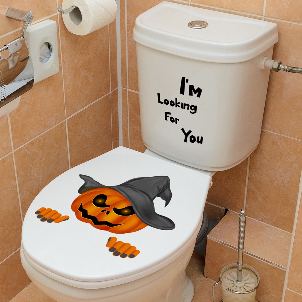 Miếng Dán Toilet In Chữ I 'M Looking For You Creepy Bằng PVC Chống Thấm Nước Độc Đáo Trang Trí Nhà Tắm / Tiệc Halloween