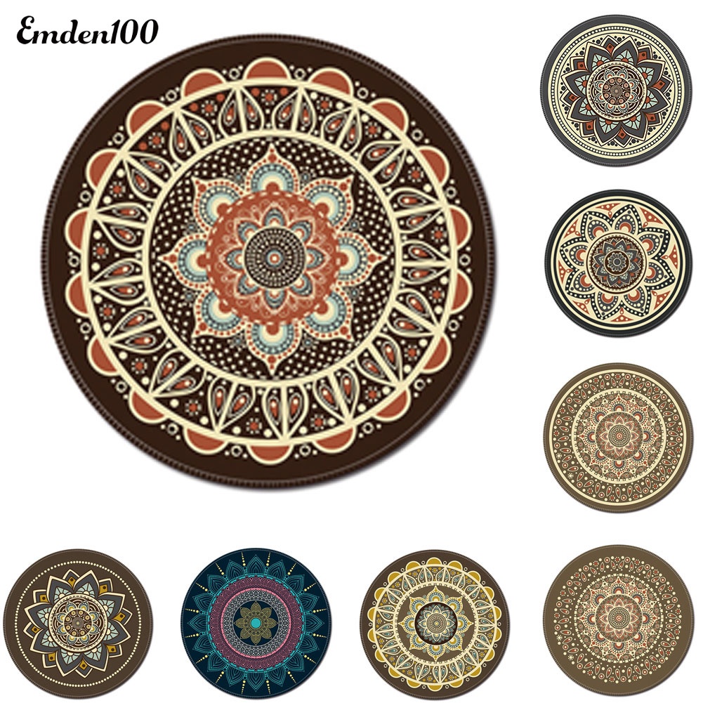 Miếng Lót Chuột Chống Trượt Hình Tròn In Hình 3D Phong Cách Bohemian