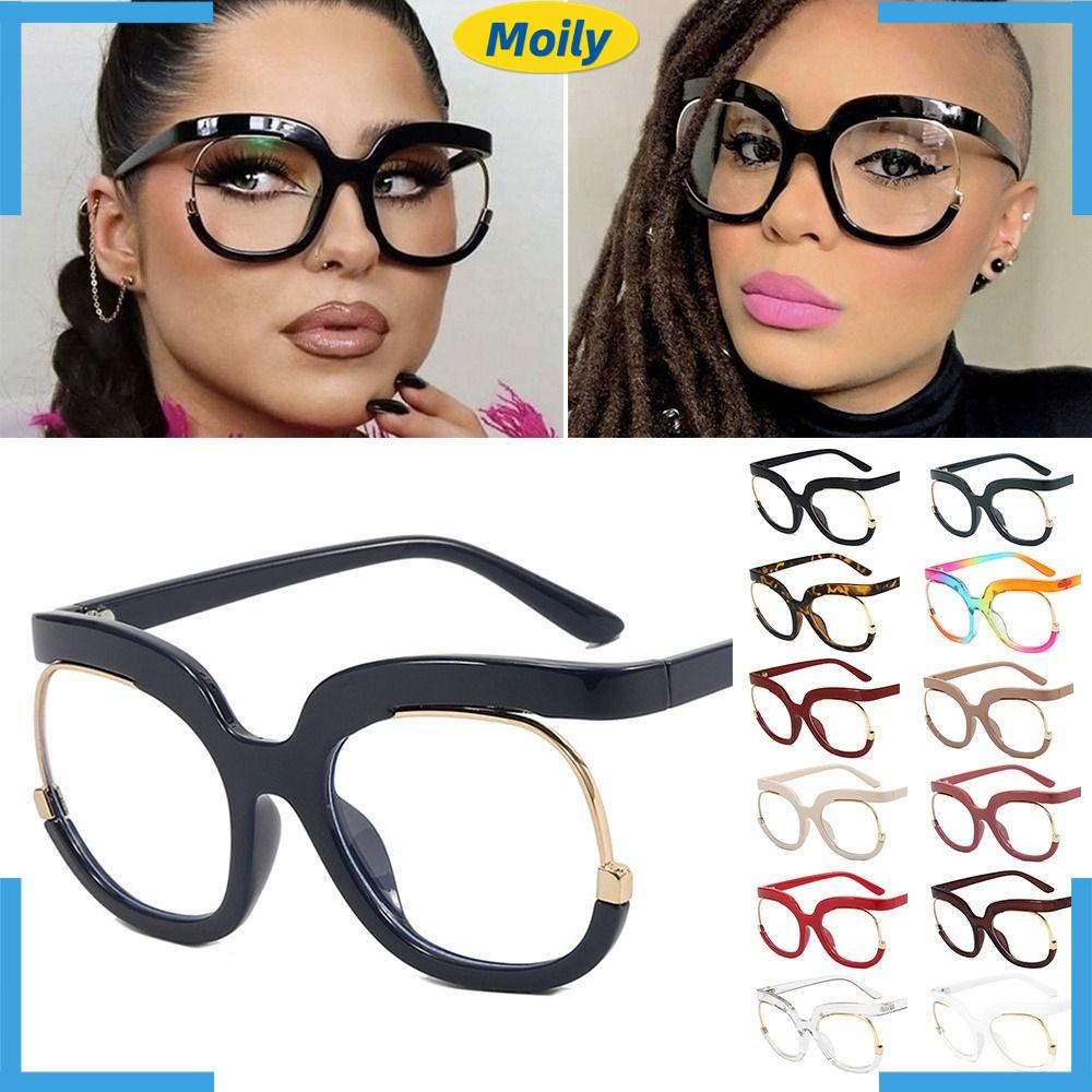 MOILYVN Mắt Kính Gọng Tròn Oversize Chống Ánh Sáng Xanh Phong Cách Retro