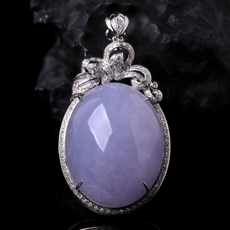 ♥ Vòng cổ Bạc 925 Mặt Oval Đính Đá Ngọc Bích Tự Nhiên Sang Trọng Cho Nữ