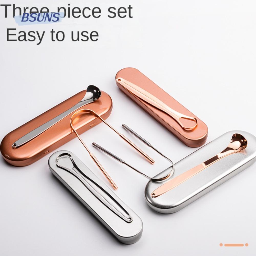 BSUNS Set 3 Dụng Cụ Vệ Sinh Lưỡi Bằng Thép Không Gỉ Chất Lượng Cao