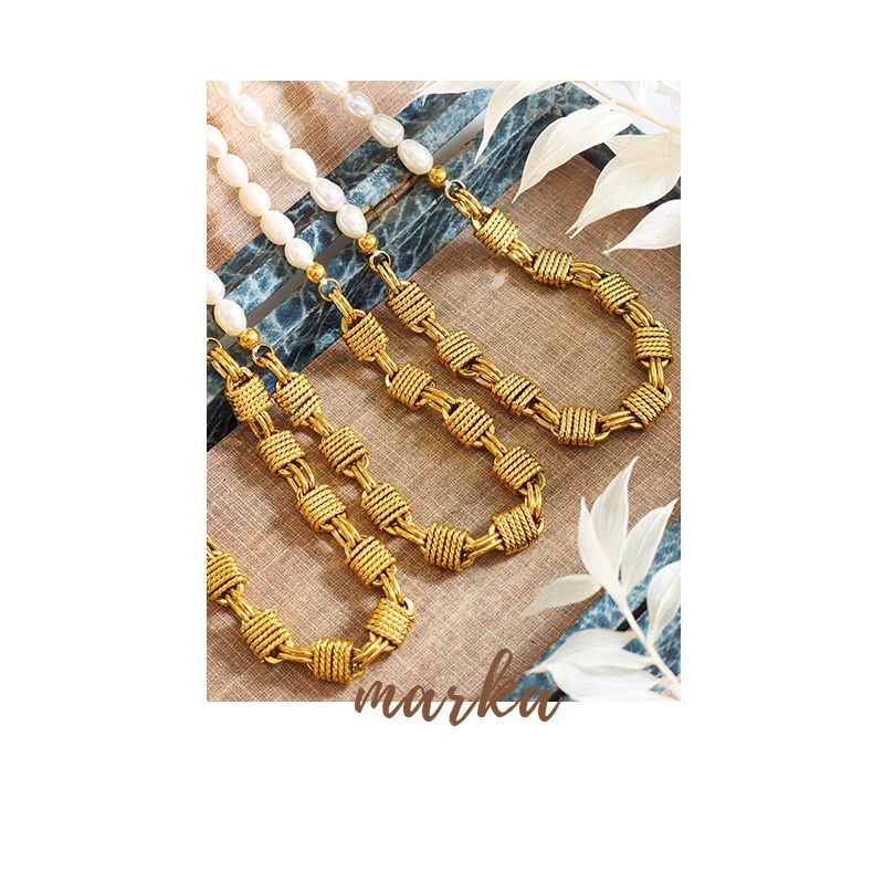 Vòng cổ Đồng Thau Đính Ngọc Trai Tự Nhiên Thời Trang Sáng Tạo