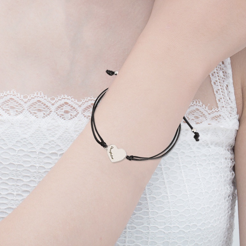 Set 3 Vòng Tay Kim Loại Xi Bạc Mặt Hình Trái Tim Cho Mẹ Và Con Gái