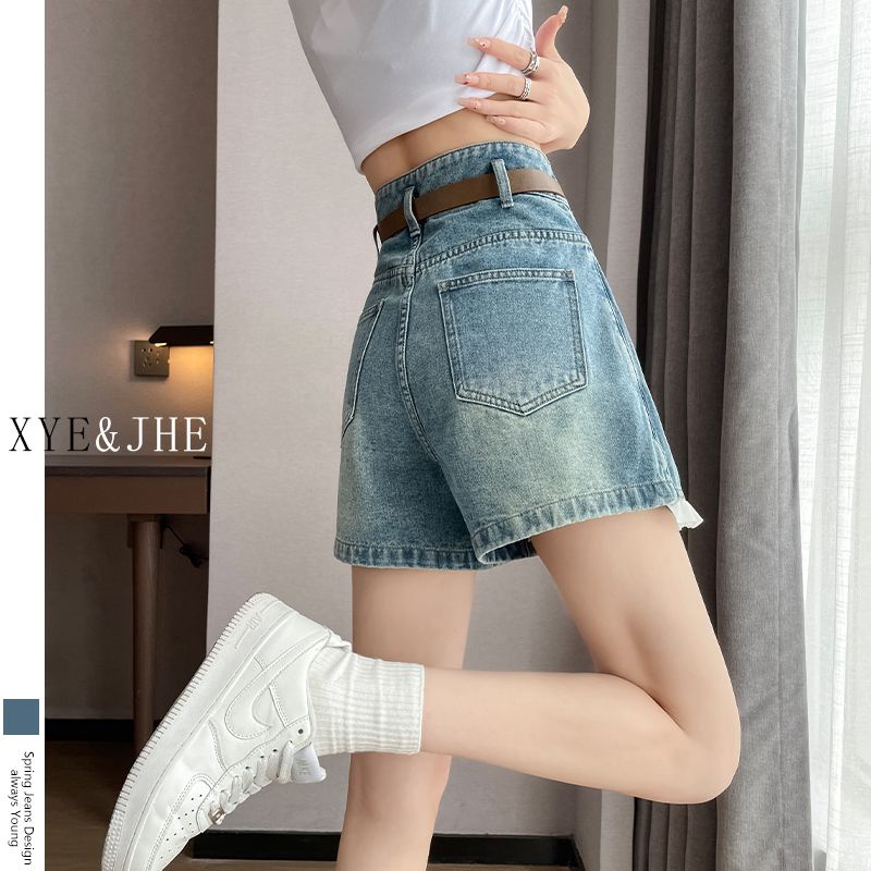 Chân Váy Denim Ngắn Dáng Chữ a Lưng Cao Phong Cách Retro Mùa Hè Cho Nữ