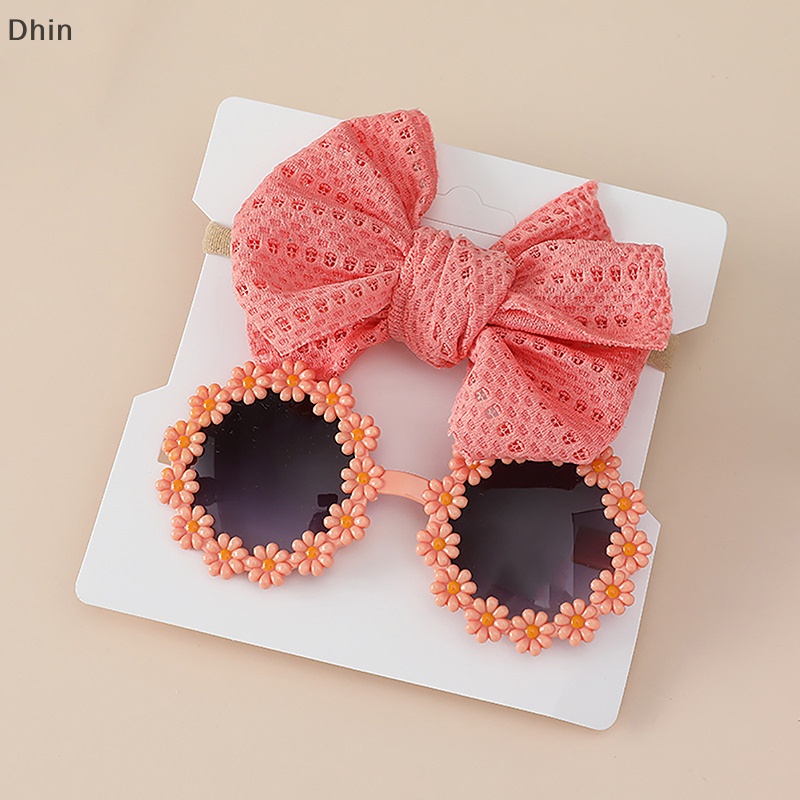 [Dhin] Kính Mát Tròn Họa Tiết Hoa Với Băng Đô Nylon Co Giãn Phong Cách Bohemia Đi Biển Cho Bé