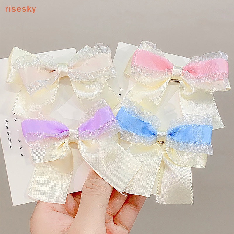 Kẹp Tóc Nơ Lưới Thời Trang Ngọt Ngào Cho Bé Gái