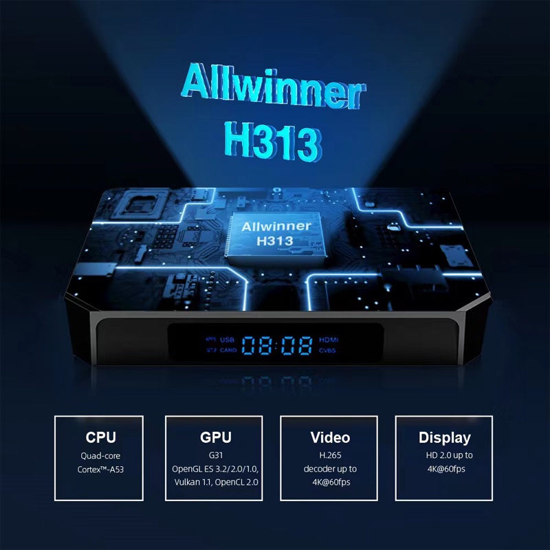 Tv Box TCS1-Candroid 10.0 M98Pro H313 2GB 16GB ATV 4K WiFi 2.4G 5G BT 5.0 Và Điều Khiển Giọng Nói TCS1
