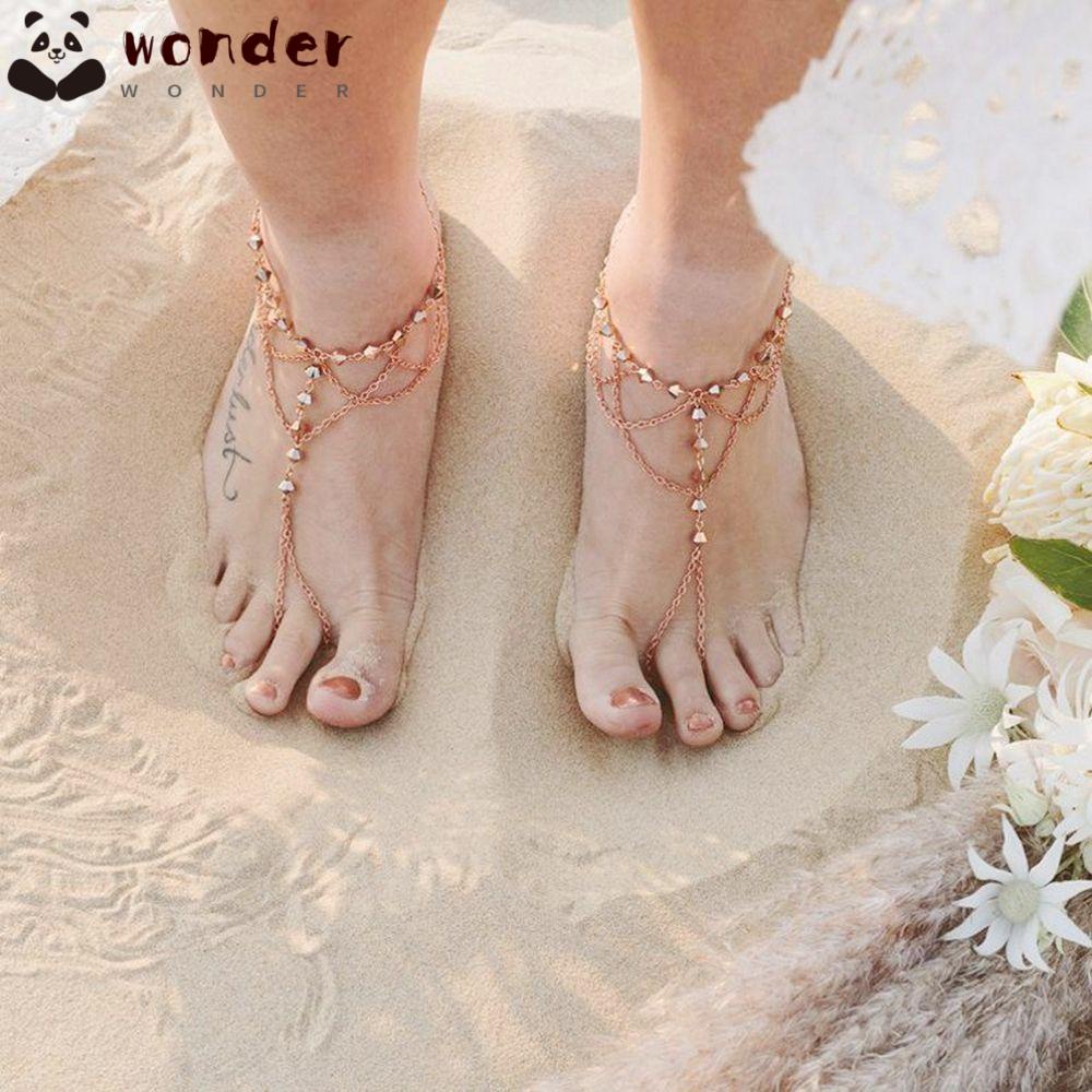 WONDER Lắc Chân Nhiều Lớp Đính Hạt Phong Cách Bohemian Thời Trang Mùa Hè Cho Nữ