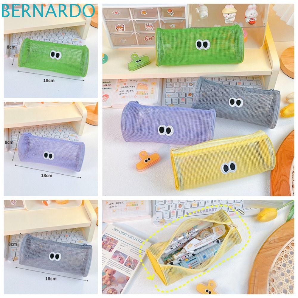 BERNARDO Túi Lưới Đựng Bút Chì / Mỹ Phẩm Để Bàn Có Khóa Kéo Sức Chứa Lớn