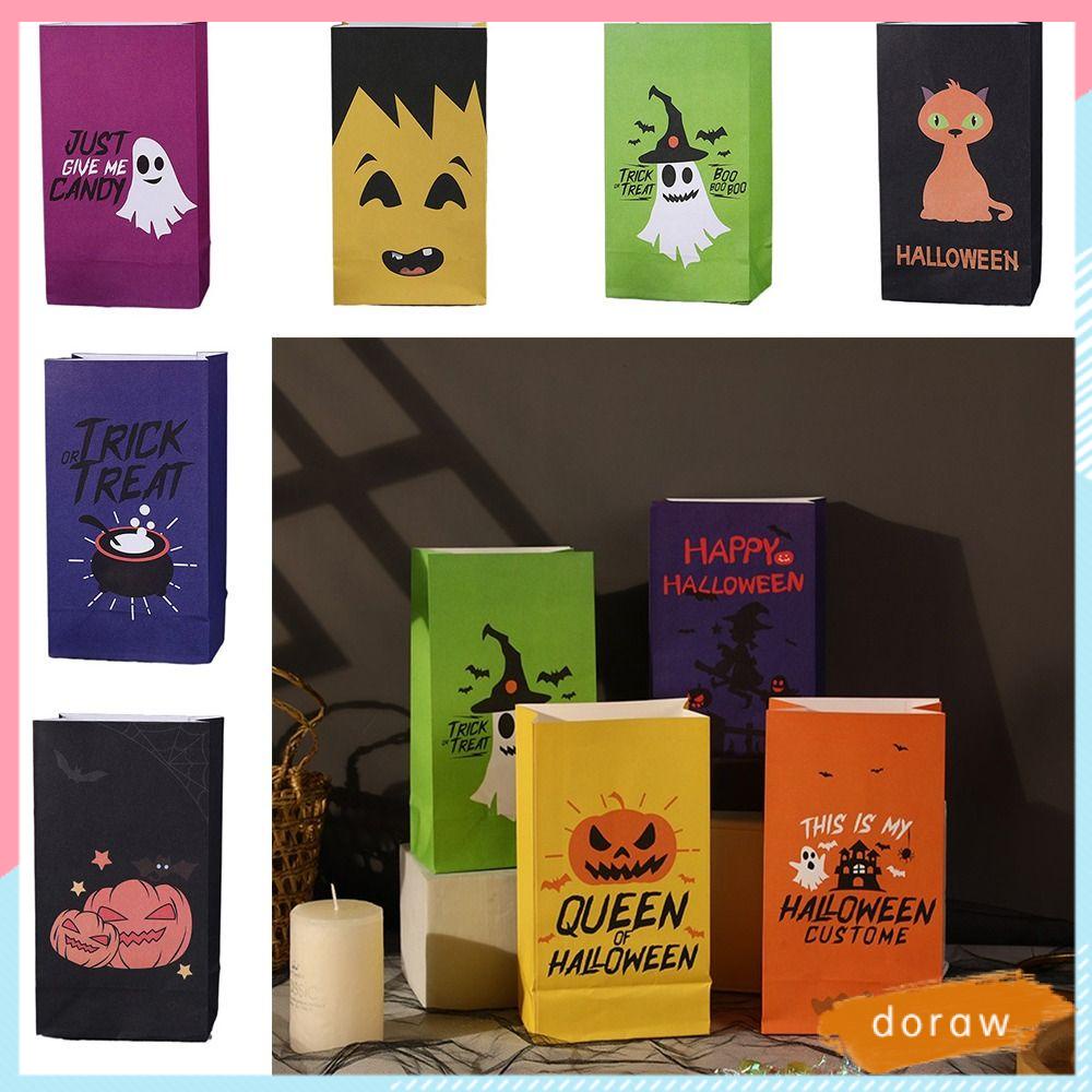 DORAW Set 12 Túi Giấy Đựng Kẹo Phong Cách Halloween Độc Đáo