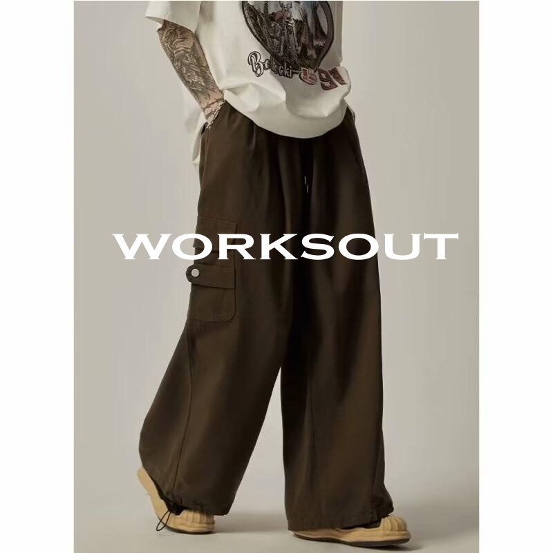 WORKSOUT Quần Túi Hộp quần nam ống rộng quần 2023 NEW WS070621