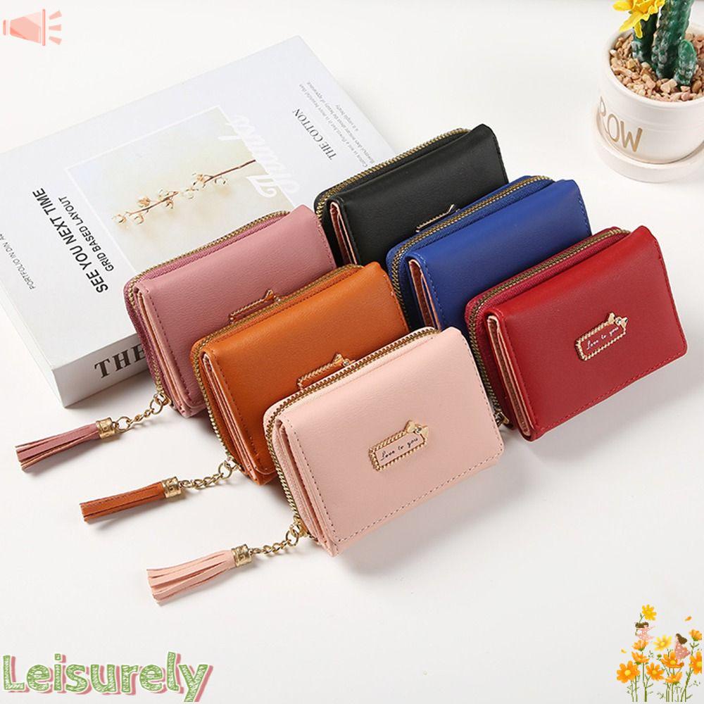 LEILY Ví Cầm Tay Khóa Kéo Tua Rua Thời Trang Cho Nữ