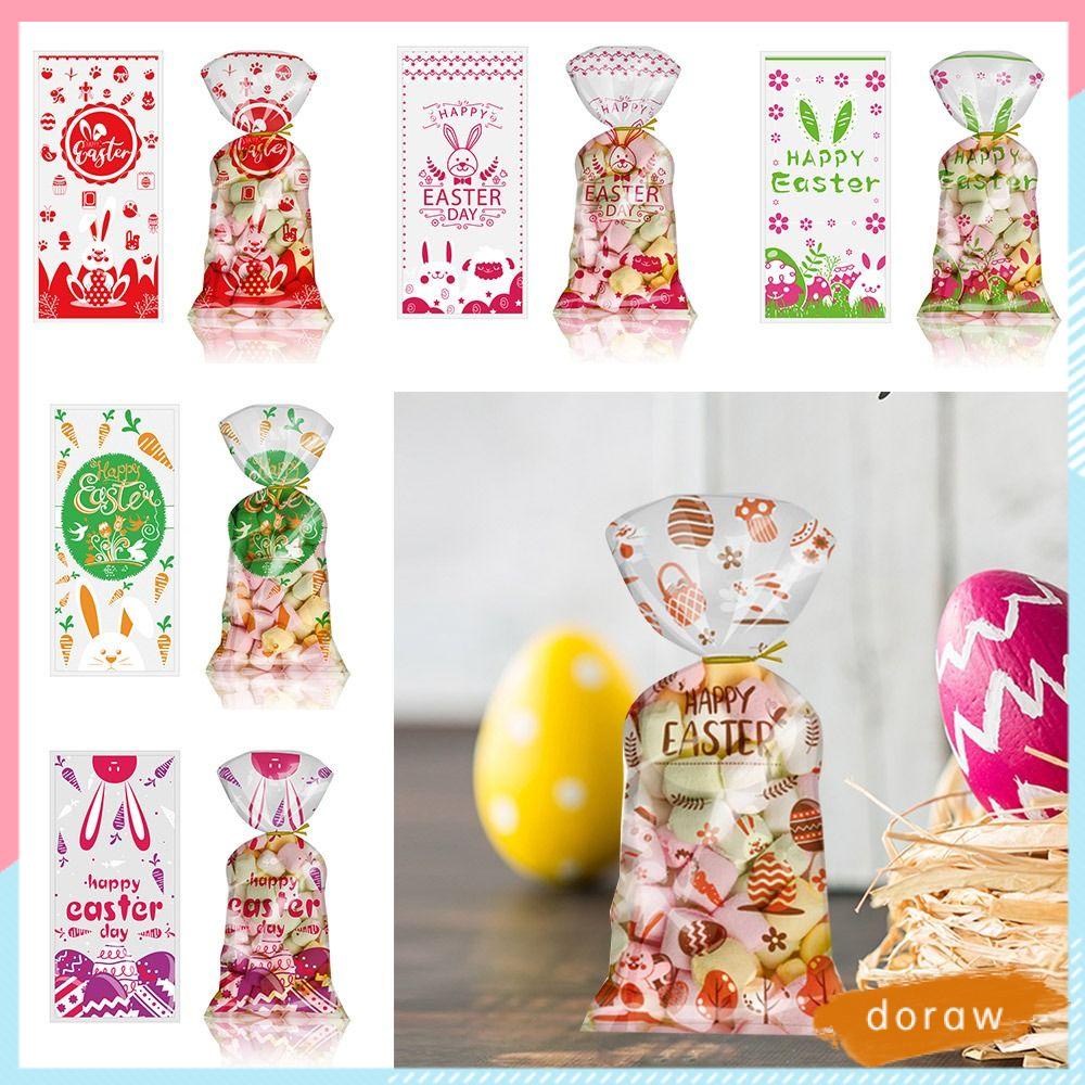 DORAW Set 50 Túi Đựng Kẹo Hình Thỏ Phục Sinh Dễ Thương