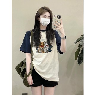 [Mã FAFRIDAY giảm đến 10k đơn 99k] Áo Thun phông Cotton 210g Tay Ngắn Phối Màu Sắc Tương Phản Thời Trang Cho Nữ HZFWC1193