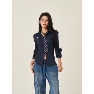 Áo Kiểu Tay Dài Ôm Eo Phong Cách Học Viện Mỹ Cho Nữ