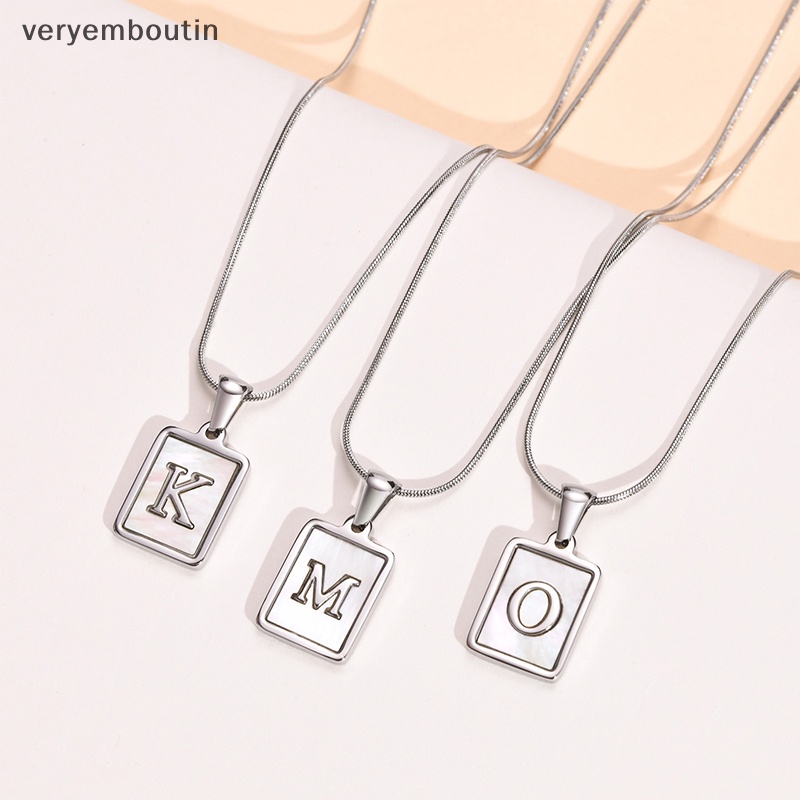Vòng cổ Mặt Vuông Khắc Chữ A Đến Z Bằng Thép Không Gỉ Thời Trang Cho Nữ