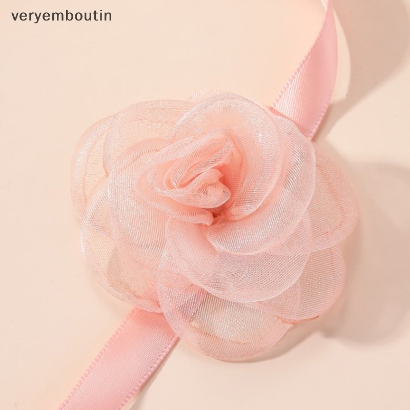 Vòng Cổ Choker Hình Hoa Trà Thắt Nơ Phong Cách Vintage Cho Nữ