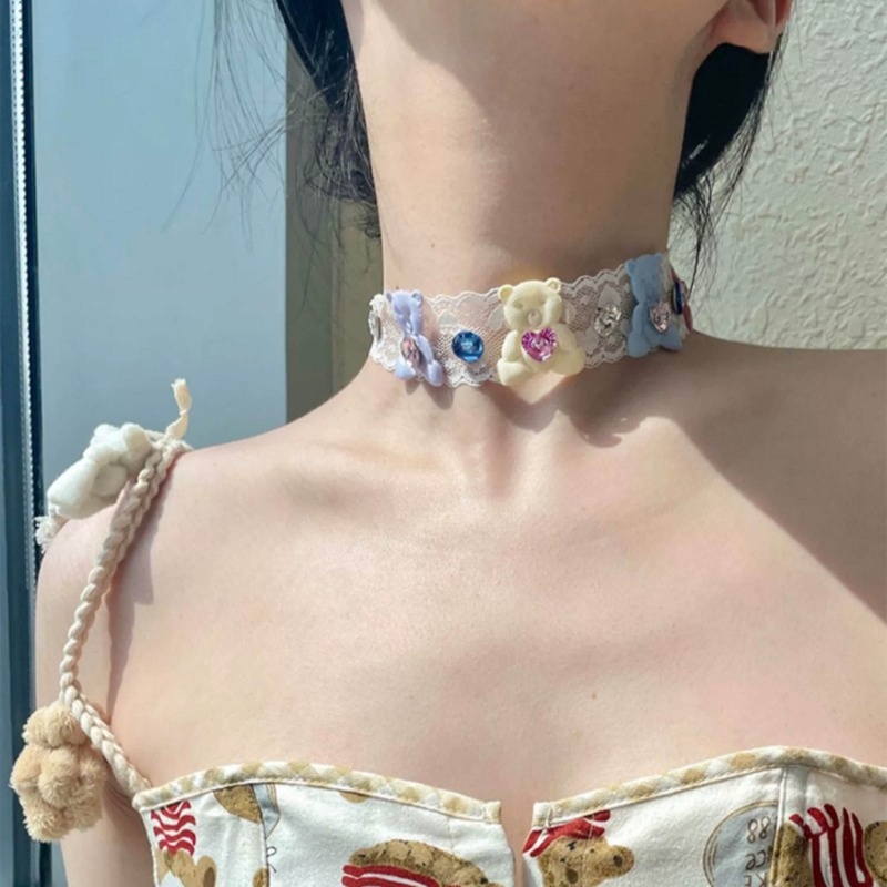 Vòng Cổ Choker Ren ĐíNh HìNh GấU Dễ Thương