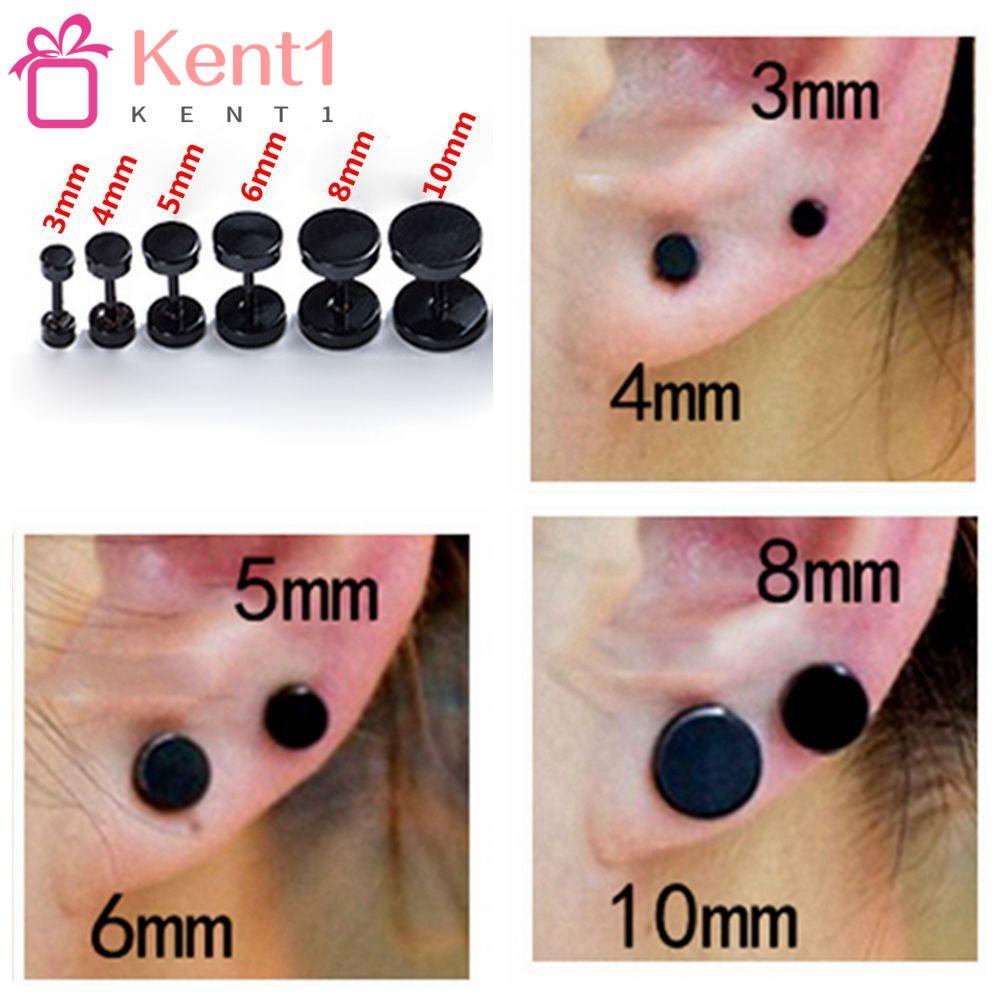 KENT1 1 Đôi Bông Tai Tròn Bằng Thép Không Gỉ Màu Đen