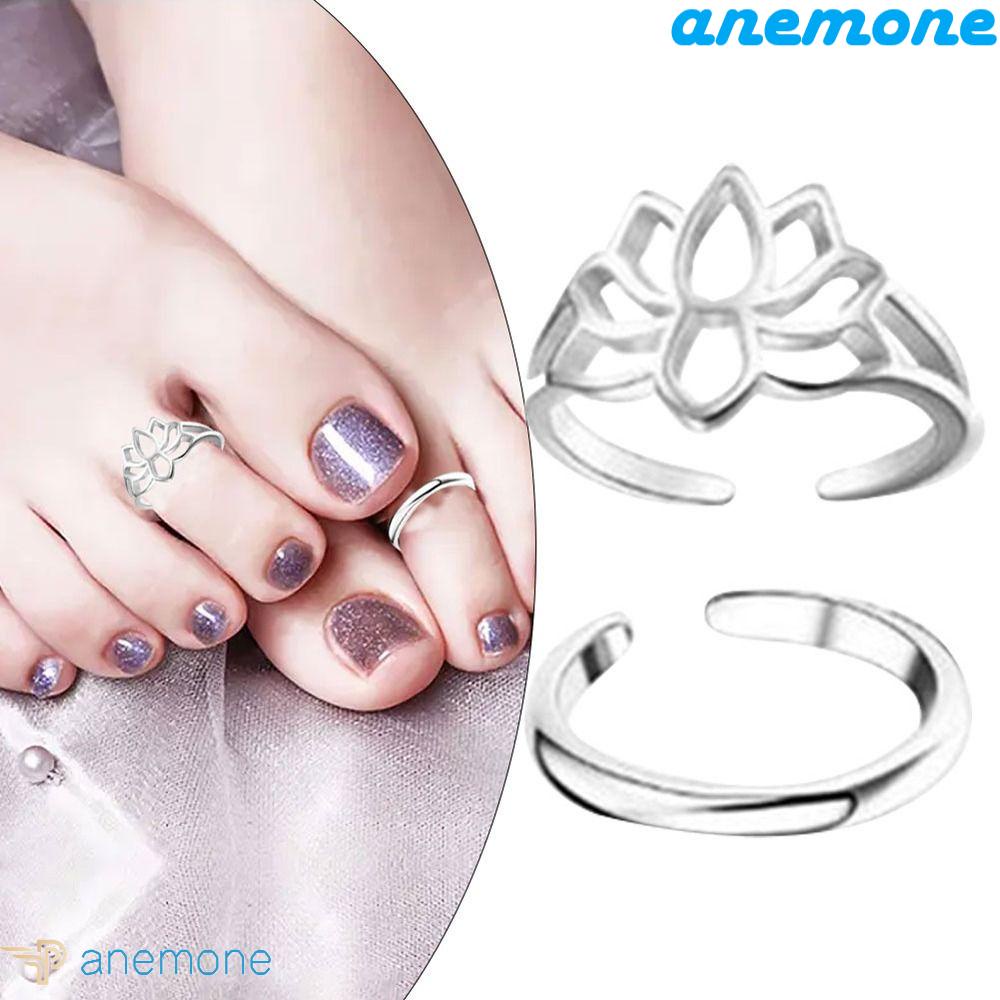 ANEMONE Nhẫn Đeo Ngón Chân Hình Ngôi Sao / Trái Tim / Đuôi Cá Bằng Hợp Kim Có Thể Điều Chỉnh