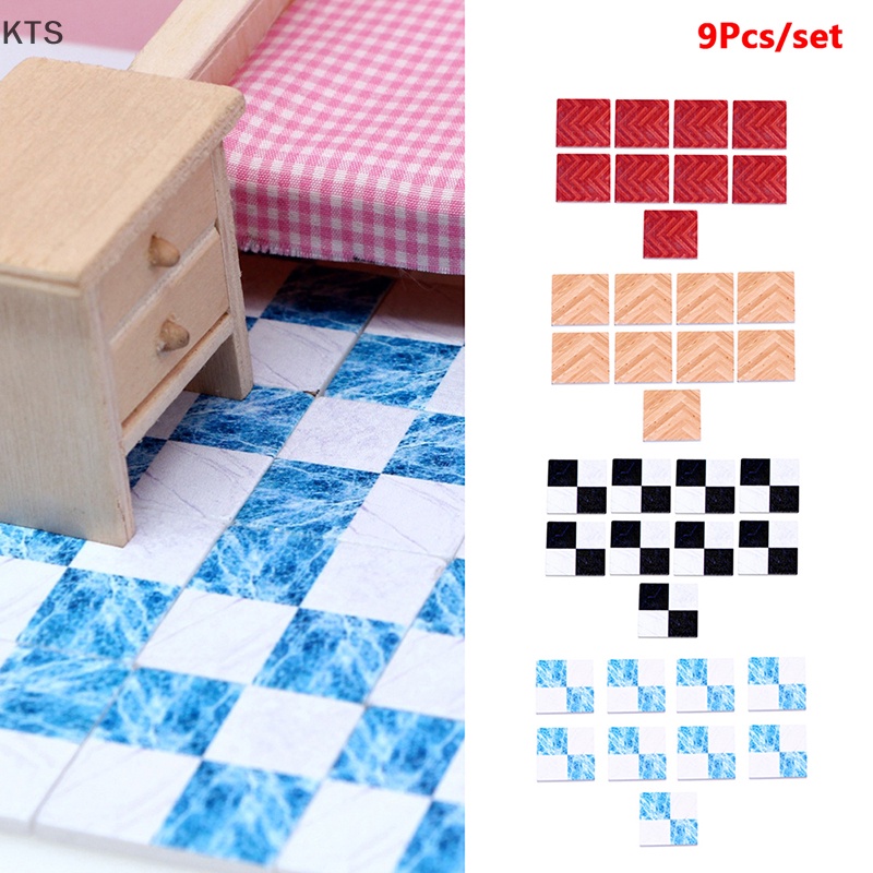 Set 9 Tấm Lót Sàn Họa Tiết Sọc Caro Trang Trí Nhà Búp Bê / Phòng Khách / Phòng Ngủ