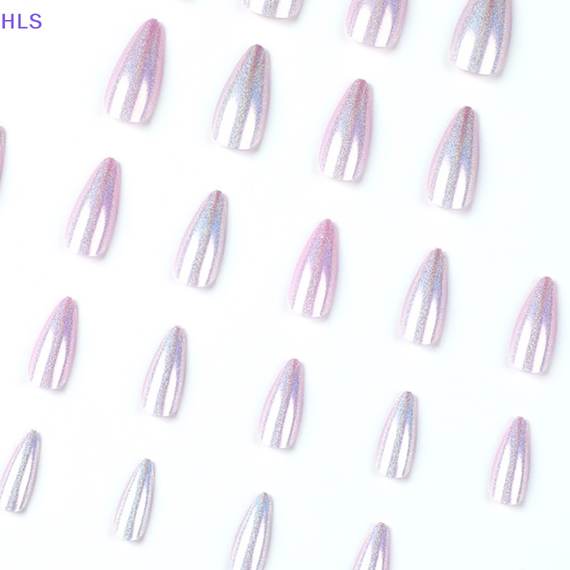 [HLS] Móng Tay Giả Dài Màu Tím Kim Tuyến Cực Quang Có Thể Tháo Rời