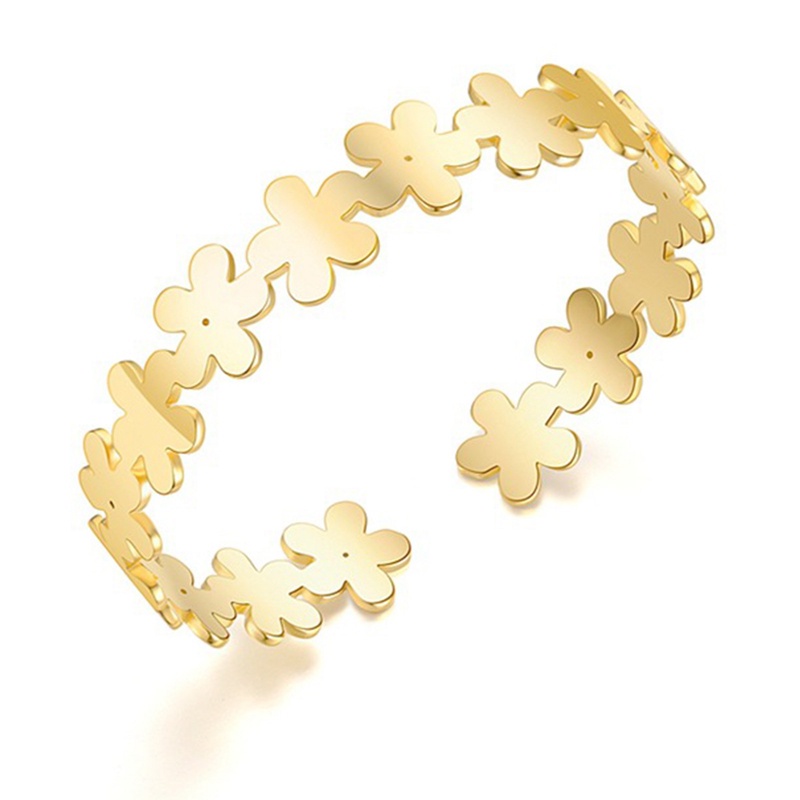 Ygt Vòng Tay Thép Titan Hình Hoa Đơn Giản Có Thể Điều Chỉnh Cho Nữ