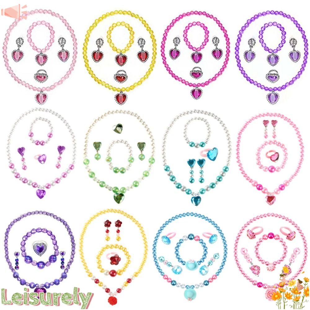 LEILY Bộ Trang Sức Hạt Ngọc Trai Hình Trái Tim / Hoa Hoạt Hình Dễ Thương Dùng Làm Quà Tặng Sinh