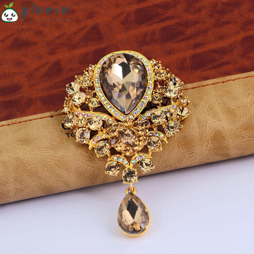 PINEVN Ghim Cài Áo Hình Giọt Nước Đính Đá Thiết Kế Mới Thời Trang Dành Cho Nữ
