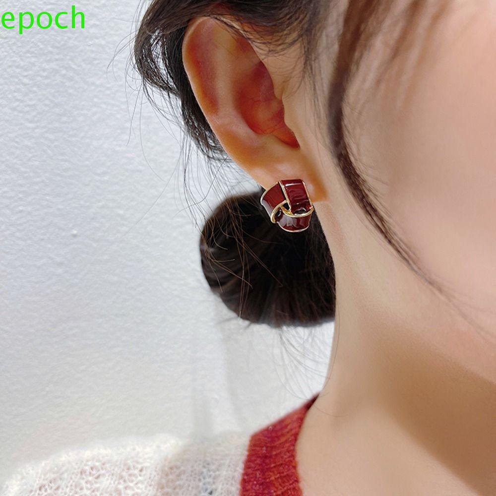 EPOCH Bông Tai Hình Tam Giác Tráng Men Thời Trang Hàn Quốc